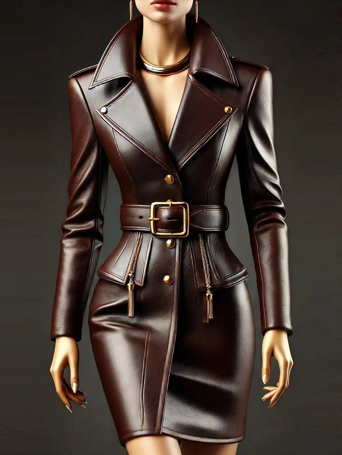 Women PU Leather Dress